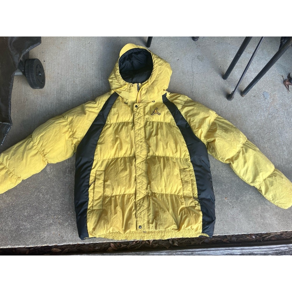 Jordan Essentials Full Zip Hooded Puffer Jacket Yellow Black DA9806-781 Men's XL